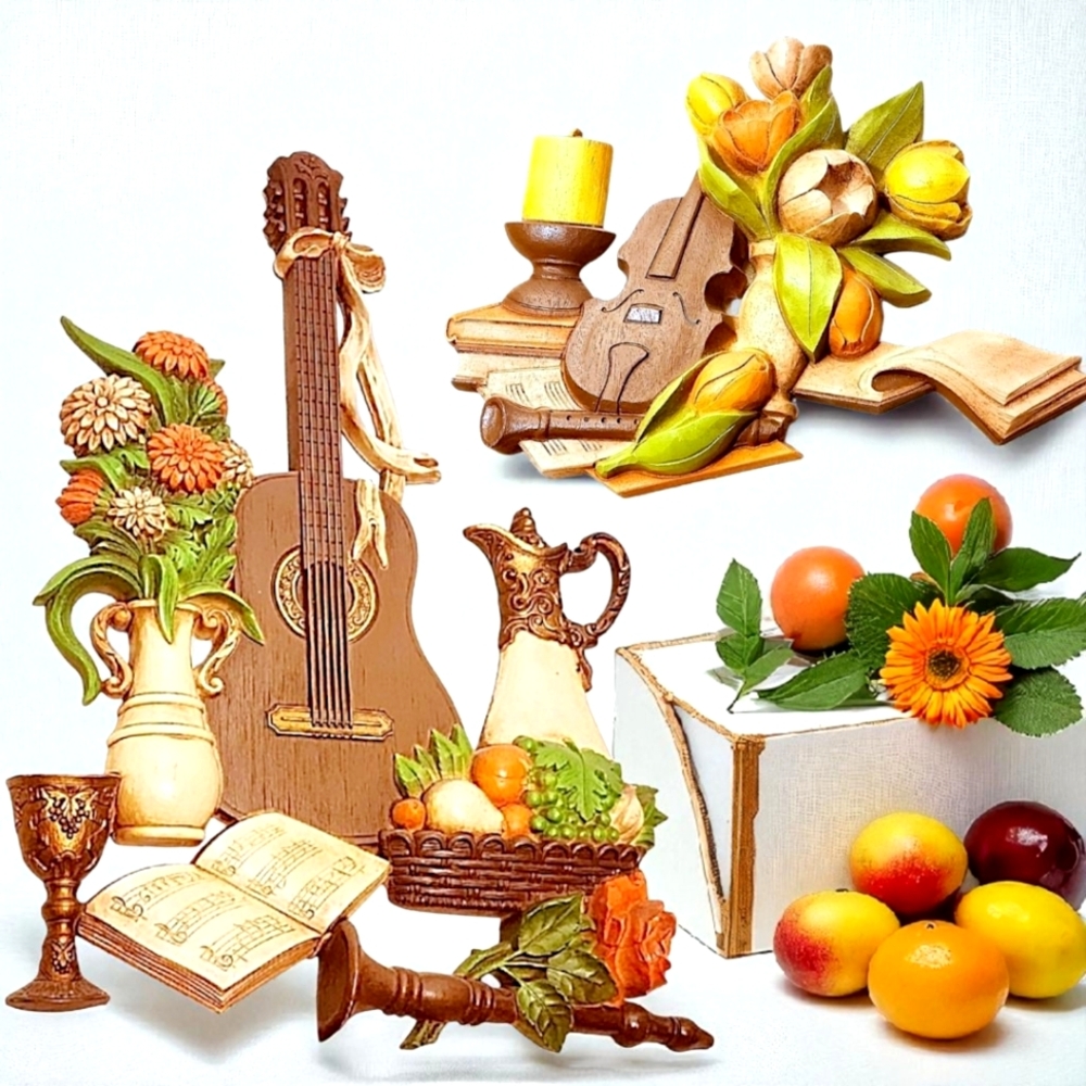 VTG Dart Industries 1975 1976 wine guitar Violin Tulips Books Floral Mus…